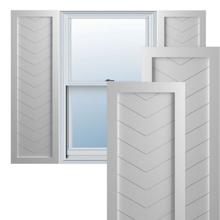 True Fit PVC Single Panel Chevron Modern Style Fixed Mount Shutters, Primed, 15W X 47H